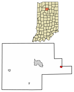 Location of Akron in Fulton County, Indiana.