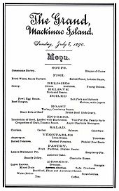 Grand Hotel Menu Chart