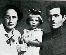 Family photograph of Elena Mikhnenko with her mother and father