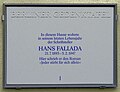 Berliner Gedenktafel, Hans Fallada, Rudolf-Ditzen-Weg 19
