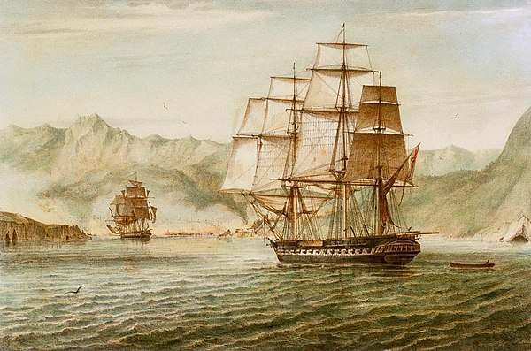 Glasgow and Cambrian at the Battle of Navarino, 20 Oct 1827, by George Philip Reinagle