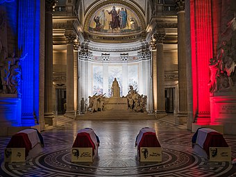 Admittance of Germaine Tillion, Geneviève de Gaulle-Anthonioz, Pierre Brossolette and Jean Zay at the Pantheon, a mausoleum for distinguished French people, in 2015
