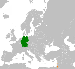 Map indicating locations of Germany and Israel