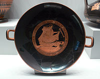 A kylix with a depiction of the suicide of Ajax.