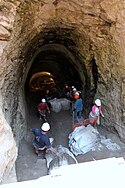 June 3, 2011, ongoing works to clear the Bronze Age water system at Gezer, originally excavated by Macalister. Gezer 030611 Water Works.jpg