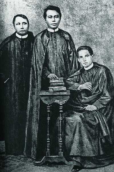 Priests Mariano Gómez, Jacinto Zamora, and José Burgos (L-R, remembered in Philippine history as Gomburza)