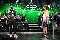 The band Gradusy with the song "Golaya" remained in the lead for 7 weeks. Gradusy's rehearsal at Laima Rendez Vous Jurmala 2017 (2).jpg