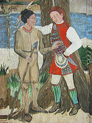 Guale Indian greets early settler Guale Indian.jpg