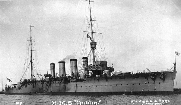 The cruiser, HMS Dublin, commanded by Kelly during the First World War