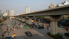 The Metro Line 2 was under construction in Hanoi in 2016. Hanoi metro L2 construction.jpg