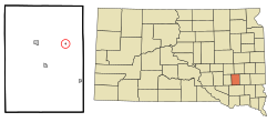 Location in Hanson County and the state of داکوتای جنوبی