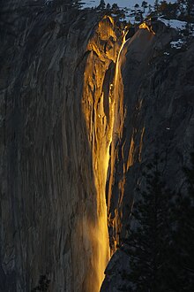 Close-up of the Yosemite Firefall at Horsetail Fall Horsetail falls forth image.jpg