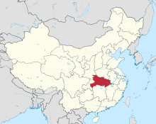 Ligging van Hubei in die Volksrepubliek China