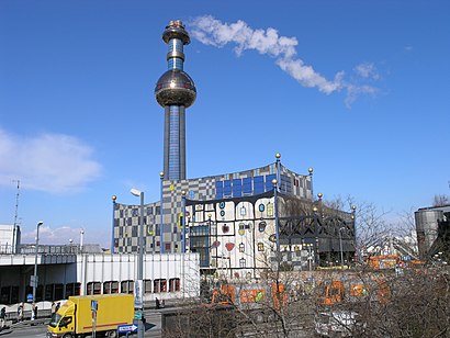 So kommt man zu Müllverbrennungsanlage Spittelau mit den Öffentlichen - Mehr zum Ort Hier