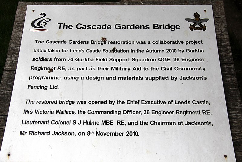 File:Information Board, The Cascade Bridge, Leeds Castle, Kent - geograph.org.uk - 2592853.jpg
