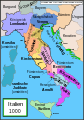 Italien um 1000 n. Chr. mit der Markgrafschaft Tuszien