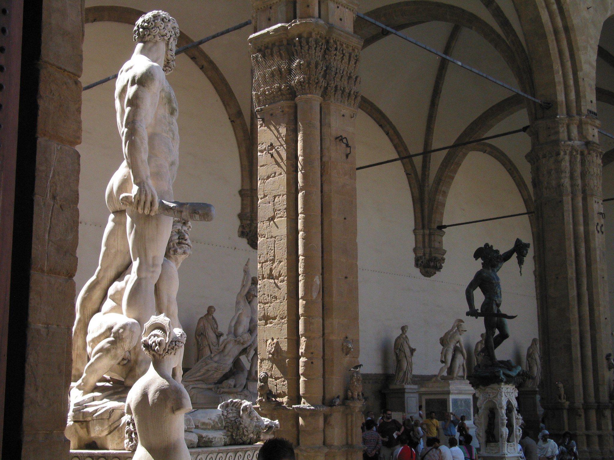 Hercules en Cacus (Baccio Bandinelli) en de Loggia dei Lanzi, Piazza della Signoria, Firenze