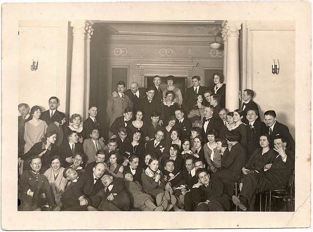 Czesław Miłosz, third row from top and fourth from left, with fellow students, Stefan Batory University, Wilno, 1930