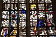 English: Detail of the stained-glass window number 7 in the Sint Janskerk at Gouda, Netherlands: "The last supper" (central part)