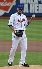 Johan Santana, two-time winner, was the MLB ERA champ in 2008, while pitching for the Mets. Johan Santana on May 5, 2012.jpg