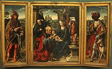 Adoration of the Magi triptych, apparently the prime version, Museo di Capodimonte, Naples, c. 1515