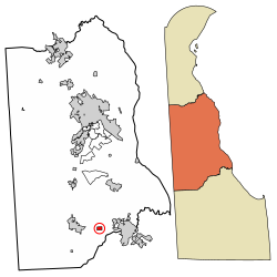 Placering af Houston i Kent County, Delaware.