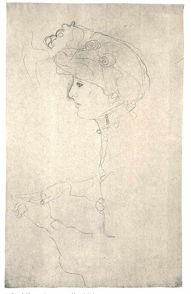 File:Klimt - Brustbild einer Dame mit dem Profil nach rechts.jpg