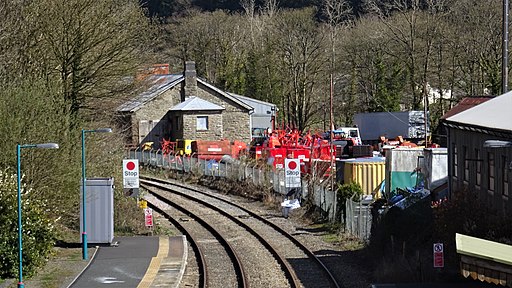 Knighton railway station, Shropshire. Heart of Wales Line. The view towards Shrewsbury
