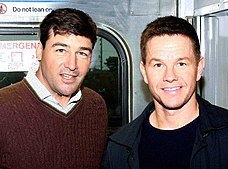 Chandler and Mark Wahlberg filming Broken City in November 2011