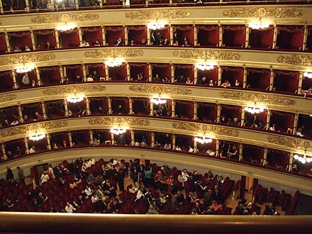 The world-renowned La Scala opera house in Milan, Italy
