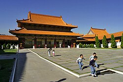 Hsi Lai Temple in Hacienda Heights, second largest Buddhist temple and monastery in the Western hemisphere. Lightmatter Hsi Lai Temple 2.jpg