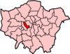 Location of the London Borough of Kensington and Chelsea in Greater London