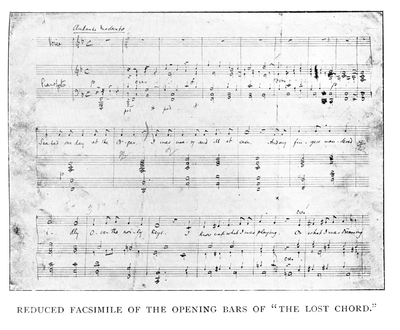 The opening bars of "The Lost Chord"; facsimile of Sullivan's manuscript Lost Chord Opening from Arthur Sullivan by H. Saxe Wyndham, With a Chapter by Ernest Ford, London, George Bell and Sons, 1903.png