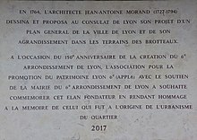 Lyon 6th - Place Kléber - Pamětní deska 2017, Jean-Antoine Morand, 150 let od vzniku 6. arrondissement.jpg