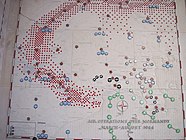 Carte des opérations aériennes entre mars et août 1944.