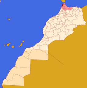 Localização da Prefeitura de Tânger-Azilal em Marrocos.