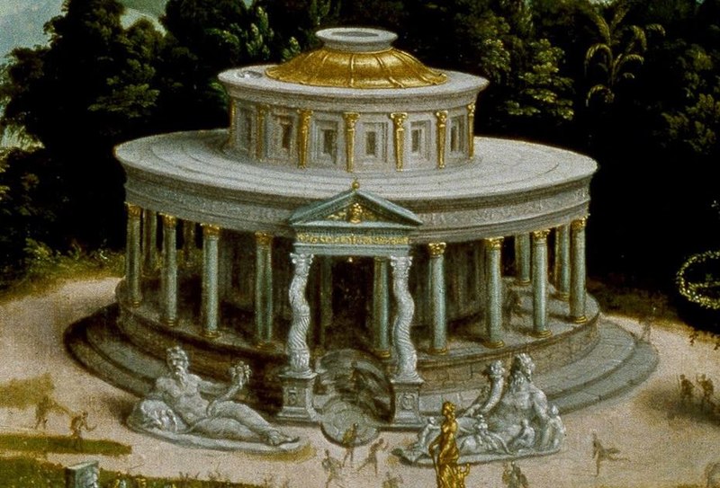 File:Maerten van Heemskerck - Panorama with the Abduction of Helen Amidst the Wonders of the Ancient World - Temple of Isis, statues of Tiber and Nile rivers.jpg