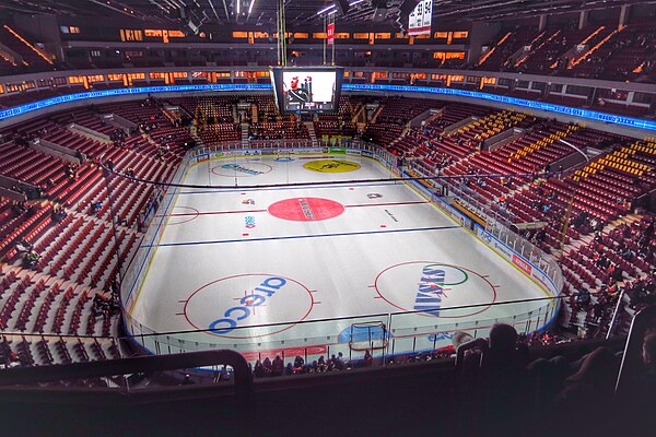 Malmö Arena with its ice hockey rink set-up seen in January 2014