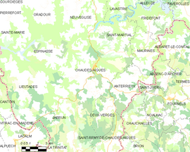 Mapa obce Chaudes-Aigues