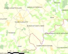 Poziția localității Blanzaguet-Saint-Cybard