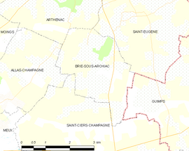 Mapa obce Brie-sous-Archiac
