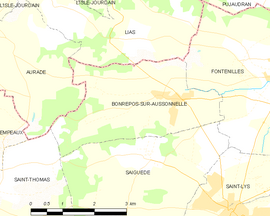 Mapa obce Bonrepos-sur-Aussonnelle