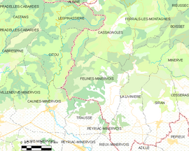 Mapa obce Félines-Minervois