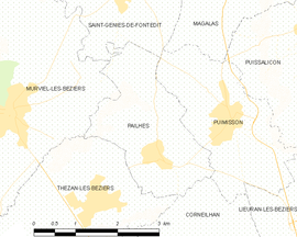Mapa obce Pailhès
