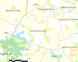 Mapa obce Channay-sur-Lathan