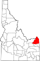 Map of Idaho highlighting Fremont County