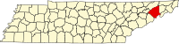 Locatie van Greene County in Tennessee