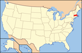 Map of the United States with ماساچوست highlighted