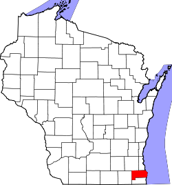 map of Wisconsin highlighting Racine County