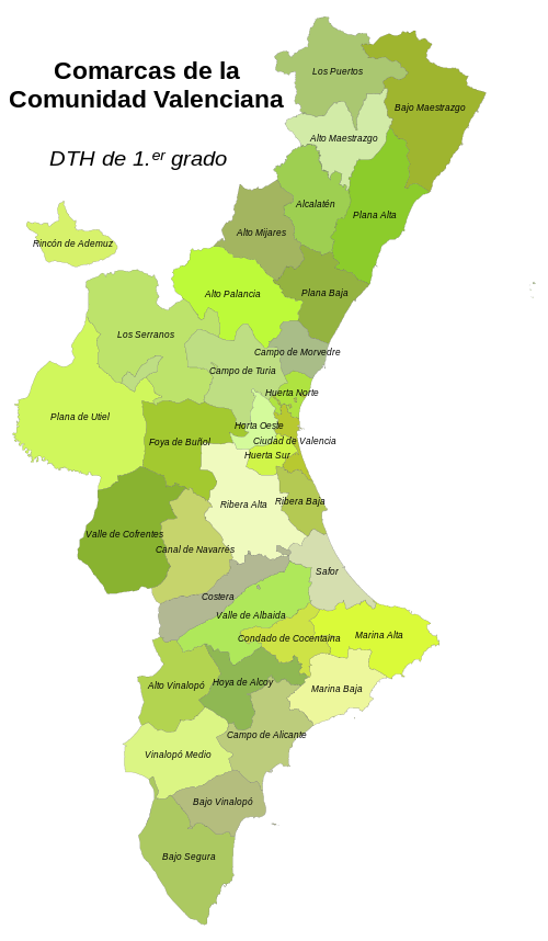 Comarcas of the Comunitat Valenciana
